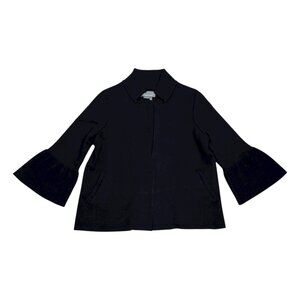 ANTHROPOLOGIE Flared Cuffs Black Designer Cardigan Sweater Womens Small